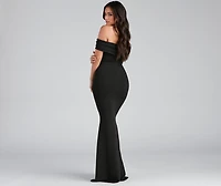 Olivia Formal Off The Shoulder Crepe Dress