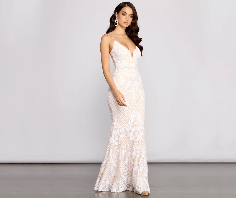 Sophia Sequin Sleeveless Formal Dress