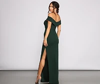 Rylee Formal Off the Shoulder Crepe Dress