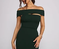 Rylee Formal Off the Shoulder Crepe Dress