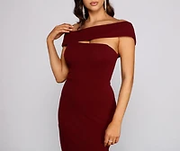Rylee Formal Off the Shoulder Crepe Dress