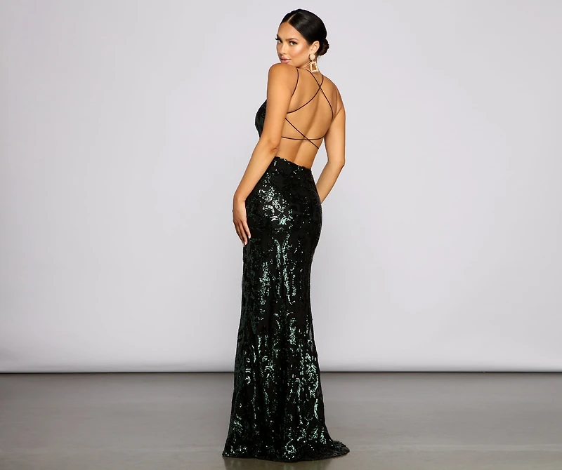 Lila Formal Open-Back Sequin Mermaid Dress