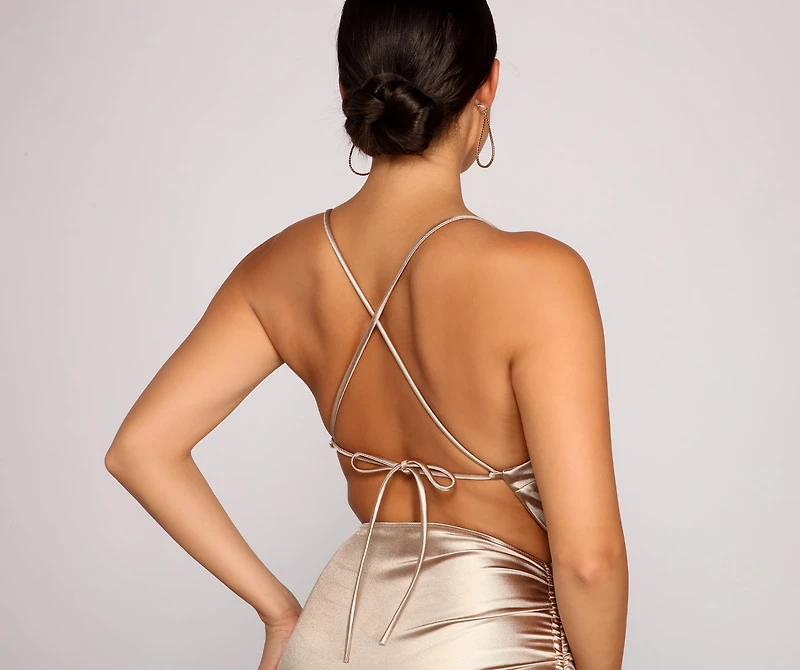 Enya Formal Satin High Slit Dress