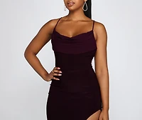 Inez Formal High Slit Ruched Dress
