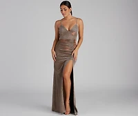 Courtney Sleeveless Shimmer Formal Dress