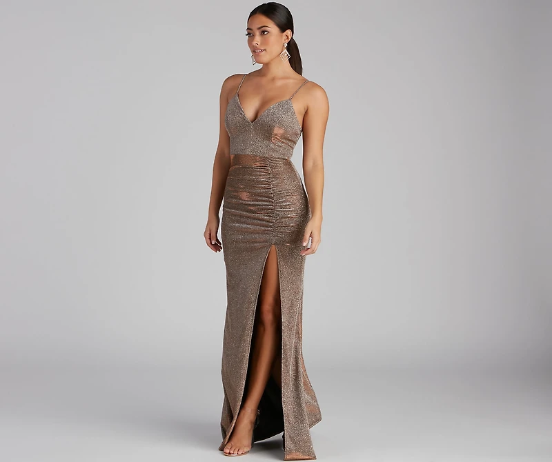 Courtney Sleeveless Shimmer Formal Dress