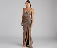 Courtney Sleeveless Shimmer Formal Dress