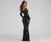 Sierra Sequin Off The Shoulder Formal Dress