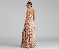 Erika Floral Chiffon Wrap A-Line Formal Dress
