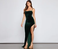 Lola High Slit Velvet Dress