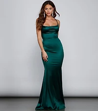 Selena Ruched Satin Mermaid Dress