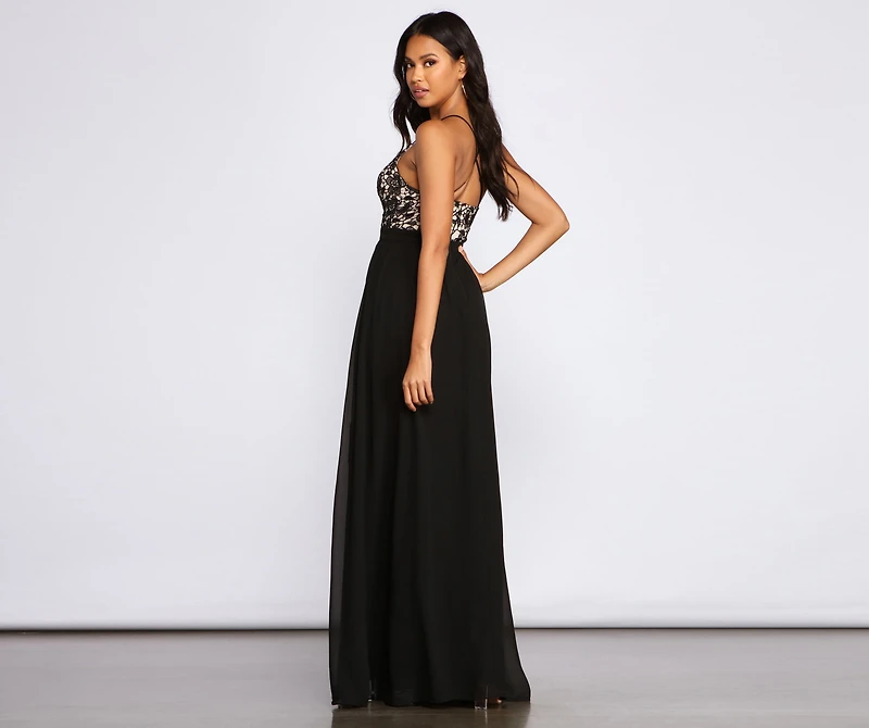Sapphire Formal Scalloped Lace Dress