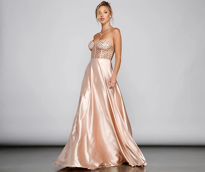 Betsy Sweetheart Sequin Corset A-Line Formal Dress