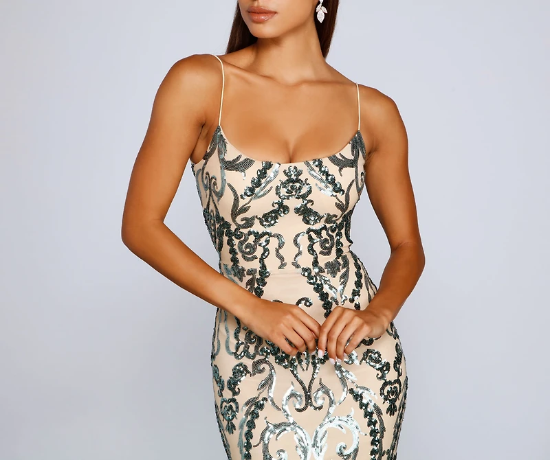 Luana Formal Open Back Sequin Dress