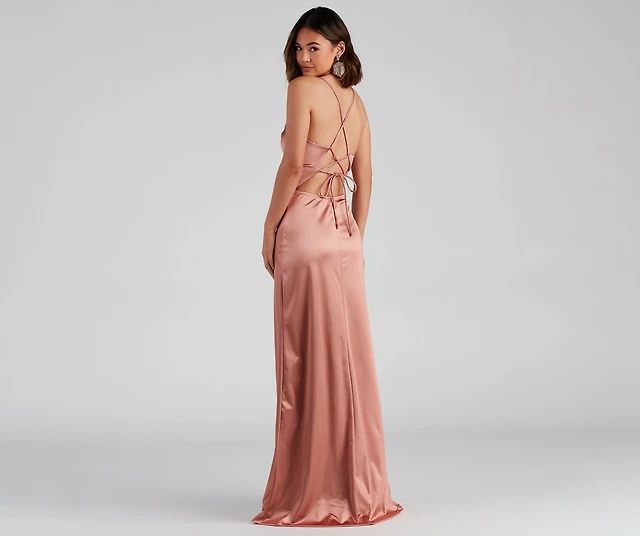 Windsor Cassie Sleeveless Satin High Slit Formal Dress at Hamilton Place in  Chattanooga, TN