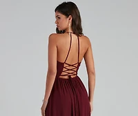 Shailene Lace Back Chiffon Formal Dress