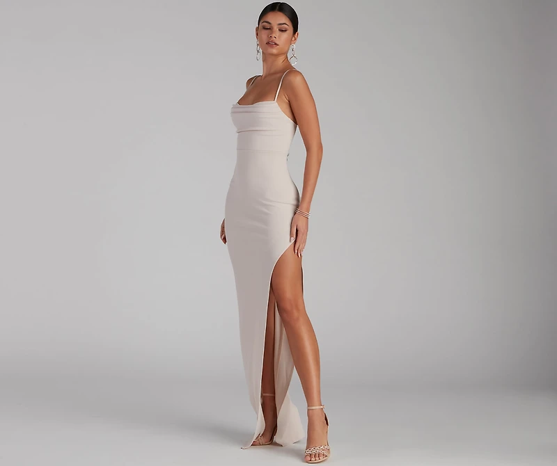 Lola High Slit Crepe Dress