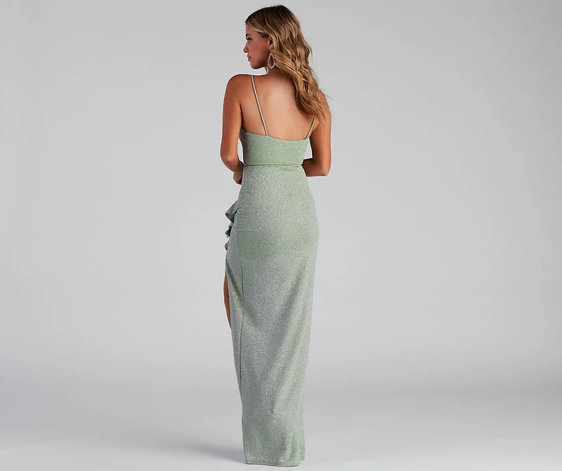 Constance Formal Ruffled Glitter Dress