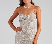 Arely Formal Sequin Scoop Neck Long Dress