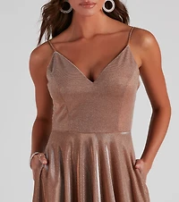 Soleil Formal Open Back Glitter Dress