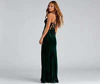 Christina Lace-Up Back Velvet Dress