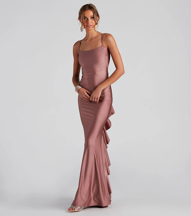 Meadow Formal Open Back Ruffled Dress