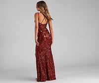 Arabella Formal Sequin Scroll Print Dress