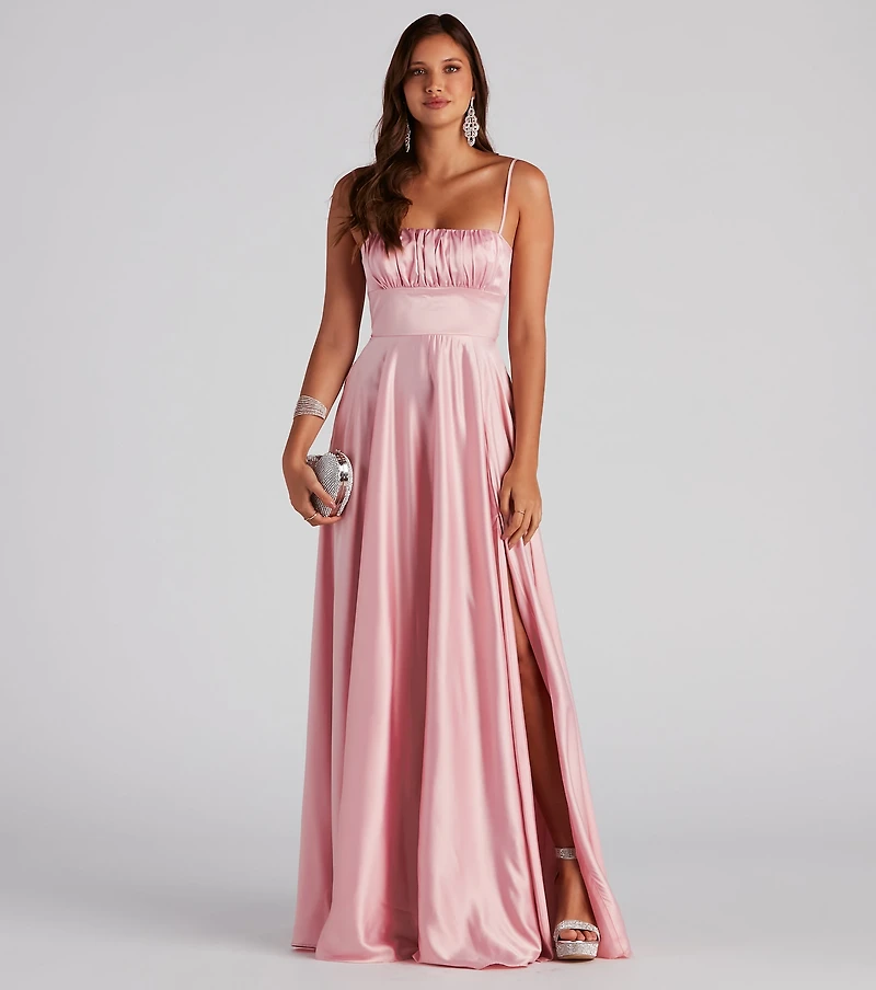 Jenny A-Line Satin Formal Dress