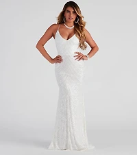 Natalie Sequin A-Line Formal Dress