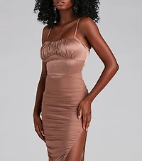 Myka Formal Square Neck Mesh Dress