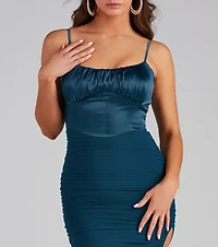 Myka Formal Square Neck Mesh Dress