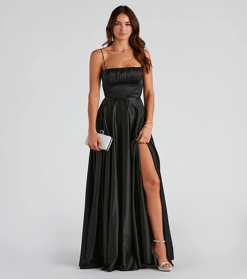 Jenny A-Line Satin Formal Dress