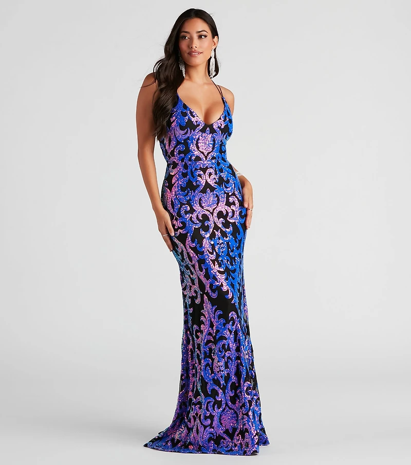 Lila Formal Open-Back Sequin Mermaid Dress