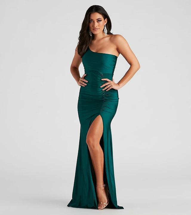 adora formal one-shoulder ruched dress Windsor Adora Formal One-Shoulder Ruched Dress