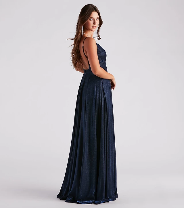 Windsor Kimora Formal Woven Glitter A-Line Dress | Liberty Center