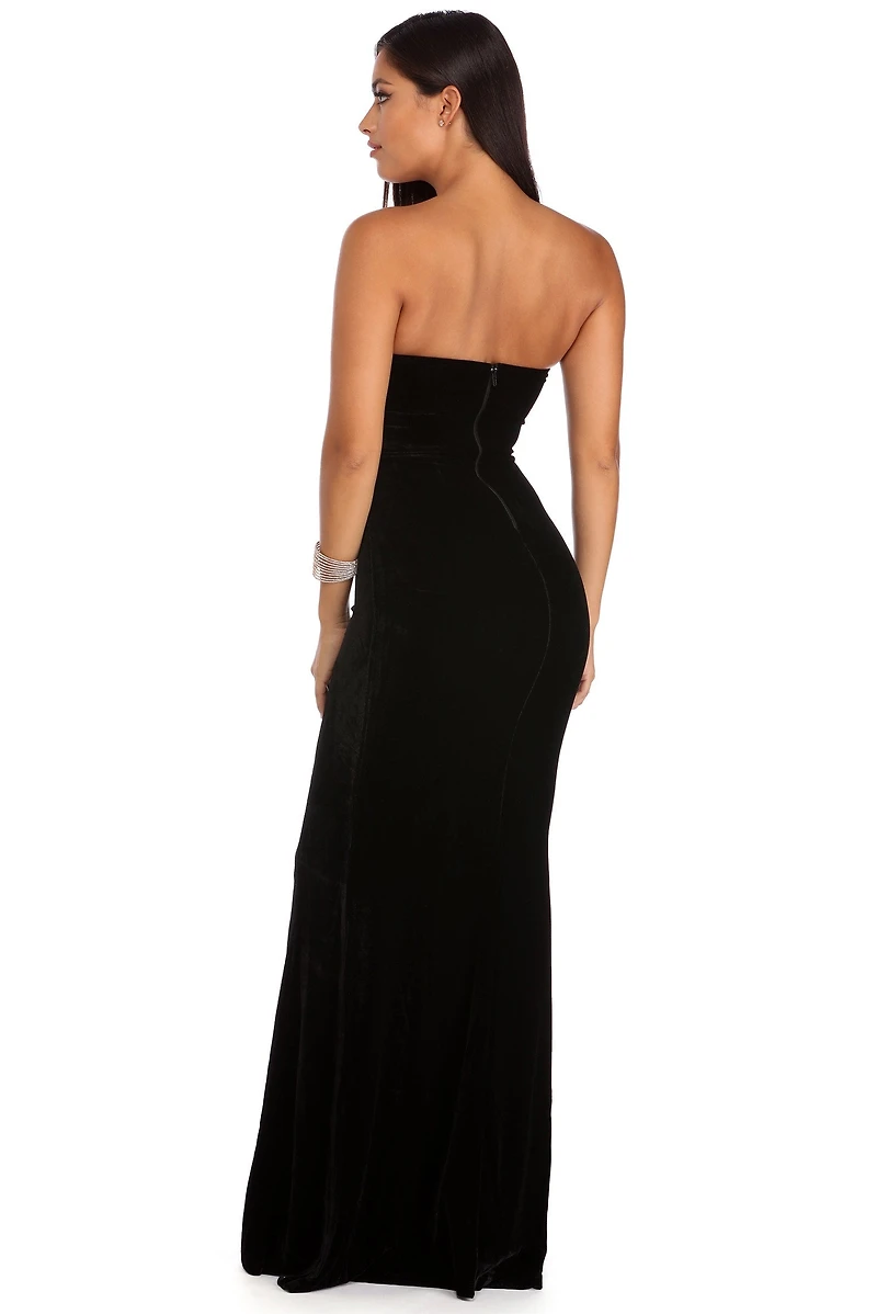 Francesca Velvet Rose Applique Dress