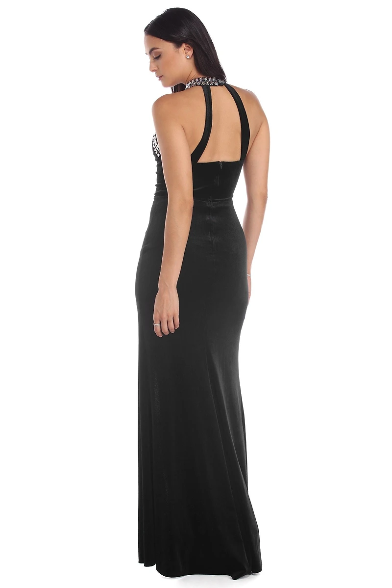 Reagan Velvet Gem Stone Dress