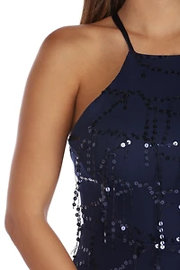 Kiley Sequin Lace Up Back Dress