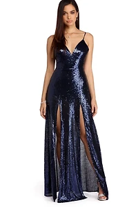 Haven Double Slit Sequin Dress