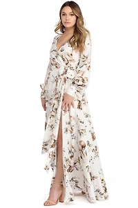 Makayla Floral Chiffon Wrap Dress