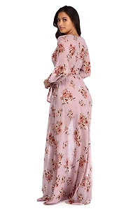 Jennifer Floral Wrap Chiffon Dress