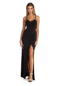 Valeria Formal Open Back Lurex Dress