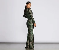 Alexandria Formal Sequin Scroll Dress