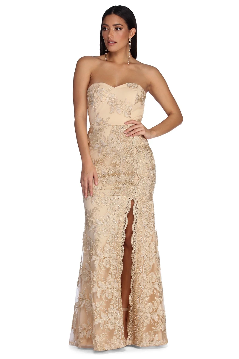 Paris Formal Floral Embroidered Dress
