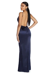 Aria Formal Satin Ruched Dress
