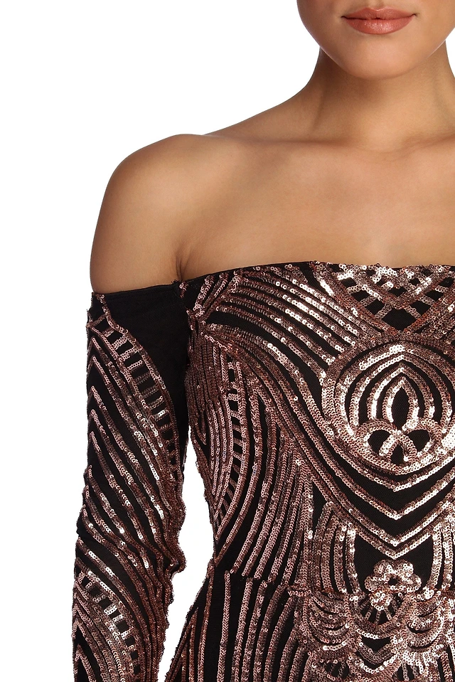 aubrie formal sequin scroll dress Aubrie Formal Sequin Scroll Dress