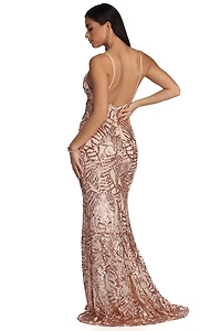 Charice Flared Geometric Sequin Dress