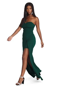Emberly Formal High Slit Strapless Dress