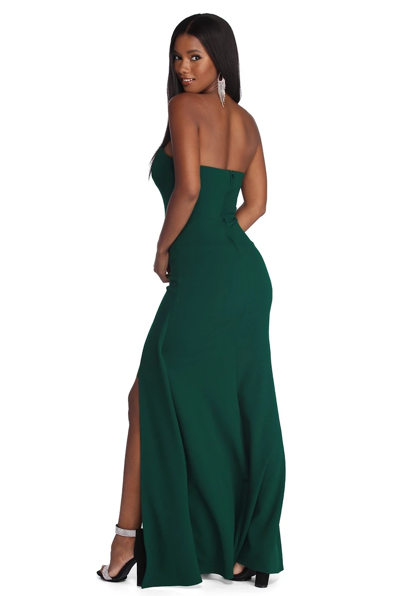 Emberly Formal High Slit Strapless Dress