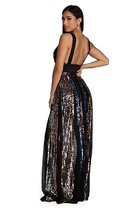 Michaela Formal Rainbow Sequin Dress